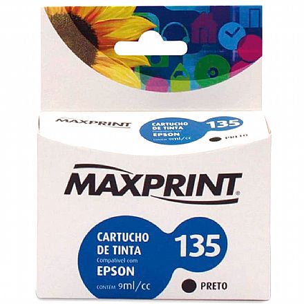 Cartucho compatível Epson 135 Preto - T135120 - Maxprint 6111129 - para Epson Stylus T25/ TX123/ TX125/ TX133/ TX135