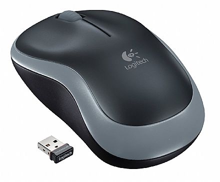 Mouse sem Fio Logitech Wireless M185 - 2.4GHz - Cinza - 910-002225