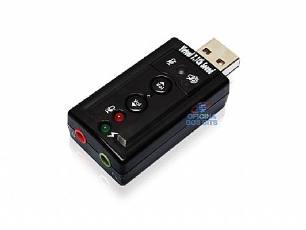 Placa de Som Externa USB - Som Virtual 7.1 e Microfone - Comtac 9081