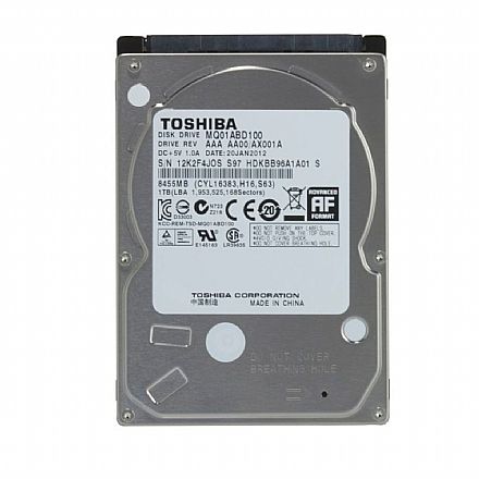 HD 1TB para Notebook Toshiba - 8MB Cache - 5400RPM - MQ01ABD100