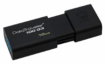 Pen Drive 16GB Kingston DataTraveler 100 G3 - USB 3.0 - Preto - DT100G3/16GB