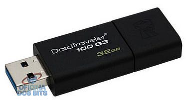 Pen Drive 32GB Kingston DataTraveler 100 G3 - USB 3.0 - Preto - DT100G3/32GB