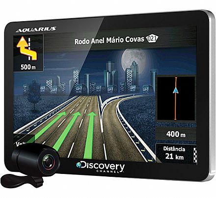 GPS Discovery Channel - Aquarius - Tela 7" Slim com TV Digital - Câmera de Ré - MTC 3203