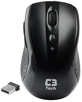 Mouse sem Fio C3 Tech M-W012 - 2.4GHz - 1600dpi - 5 botões - Preto