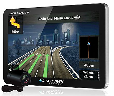GPS Discovery Channel - Aquarius - Tela 4.3" com Câmera de Ré, TV Digital, MP3 Player - MTC 3842