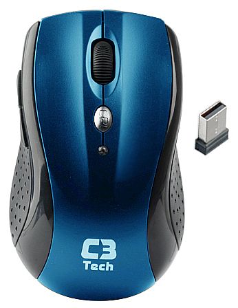 Mouse sem Fio C3 Tech M-W012 BL - 2.4GHz - 1600dpi - 5 botões - Azul