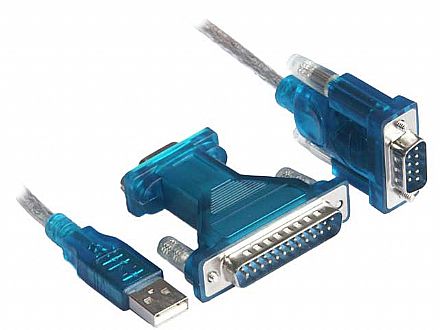 Cabo Conversor USB para Serial (DB9 e DB25) - 80 cm - AD0204