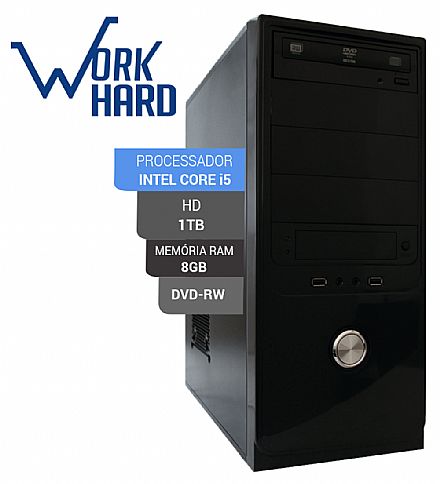 Computador Bits WorkHard - Intel Core i5, 8GB, HD 1TB, DVD-RW, Intel HD Graphics 2500, Windows Pro