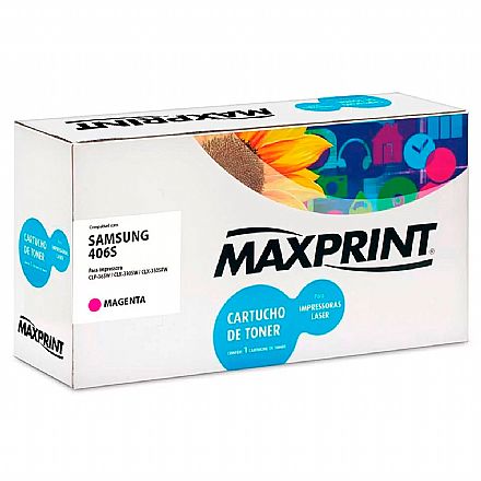 Toner compatível Samsung CLT-M406S Magenta - Maxprint 5613026 - Para C 410 / C 460 / CLP 360 / CLP 365 / CLP 366 / CLX 3305 / CLX 3306