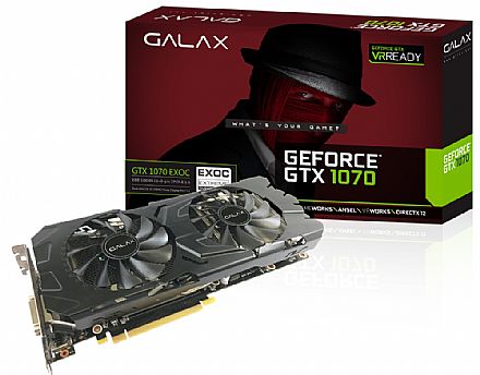 GeForce GTX 1070 8GB GDDR5 256bits EXOC - Extreme Overclocked - Galax 70NSH6DHL4EC
