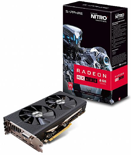 AMD Radeon RX 480 8GB GDDR5 256bits - Nitro - Tecnologia VR - Sapphire 11260-01-20G