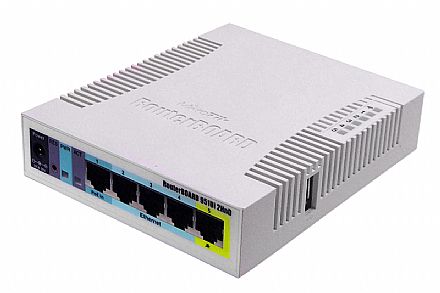 Roteador Wi-Fi Mikrotik RB951UI-2HND - Alta potência 1000mW - 5 portas LAN - 1 porta PoE