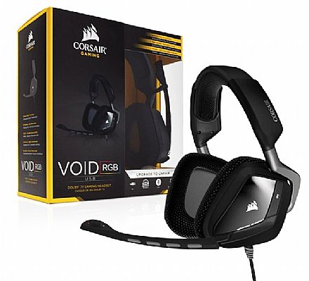 Headset Gamer Corsair Carbon Void RGB CA-9011130-NA - USB - Dolby 7.1 - com Cancelamento de Ruidos - Preto