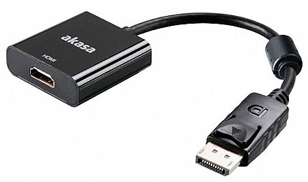 Cabo Adaptador Conversor DisplayPort para HDMI - 20cm - Ativo - Suporta até 4K de resolução - Akasa AK-CBDP06-20BK