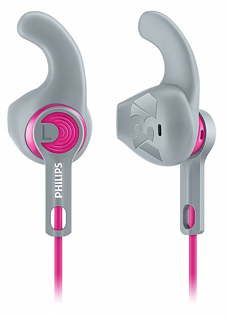Fone de Ouvido Esportivo Actionfit Philips SHQ1300PK/00 - Intra Auricular - Conector P2 - Cinza e Rosa