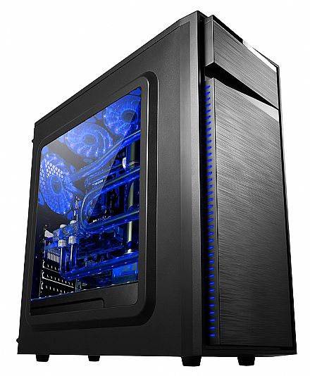 Gabinete Gamer Bluecase BG-015 - USB 3.0 - Janela Lateral de Acrílico - 3 Coolers Inclusos - Led Azul