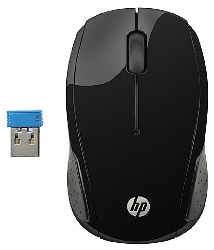 Mouse sem Fio HP 200 - 2,4 GHz - 1000dpi - Preto - X6W31AAABL
