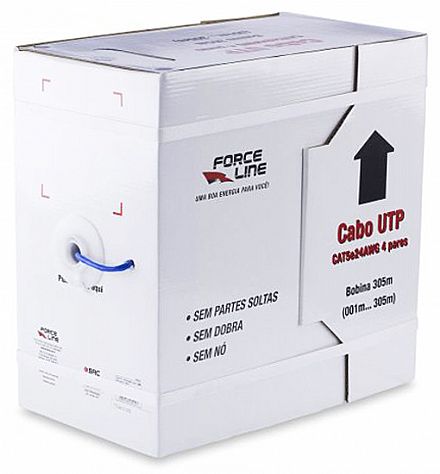 Caixa de Cabo UTP Cat 5e para rede - Forceline 3295 - Homologado - 305 metros - CMX - Azul