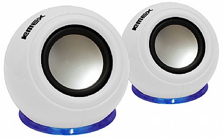 Caixa de Som K-Mex SP-U940 - Efeito com LED Azul - 3W RMS - Branca
