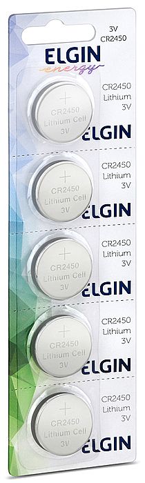 Bateria de Lítio CR2450 Elgin 82305 - Cartela com 5 unidades