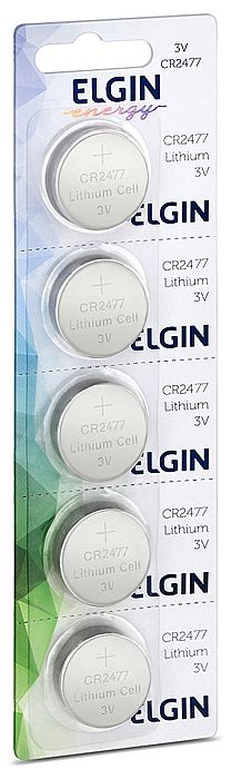 Bateria de Lítio CR2477 Elgin 82306 - Cartela com 5 unidades