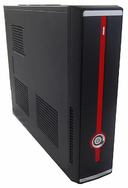 Gabinete Slim CaseMall Case Black S103-R - Vertical / Horizontal - Preto e Vermelho