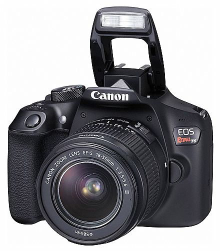 Canon EOS Rebel T6 Profissional com Lente 18-55 - 18 Mega Pixels - Sensor CMOS APS-C - DIGIC 4+ - Wi-Fi e NFC - Video Full HD