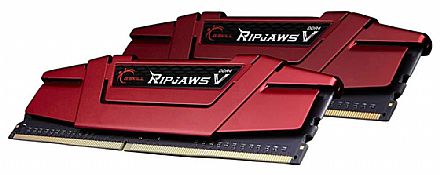 Memória Kit 16GB DDR4 3000Mhz (2 x 8GB) - G.Skill Ripjaws V - CL15 - Vermelha - F4-3000C15D-16GVRB
