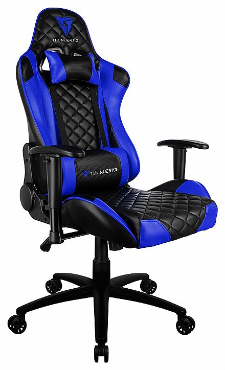 Cadeira Gamer ThunderX3 TGC12 - Encosto Reclinável de 180º - Construção em Aço - Azul e Preta