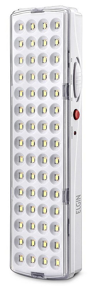 Luminária de Emergência com 60 LEDS - Bivolt - 3W - Cor 6500K - Elgin 48LEM60L0000 V2