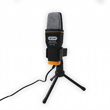 Microfone Condensador USB Knup KP-916 - Cabo 1,35m - Ideal para Mesa de Gravação e vídeos Youtube
