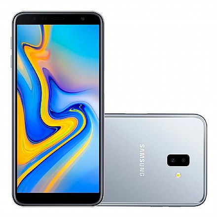 Smartphone Samsung Galaxy J6+ - Tela 6" HD+, 32GB, Dual Chip 4G, Câmera Dupla 13MP + 5MP, Leitor de Digital - Prata - SM-J610G