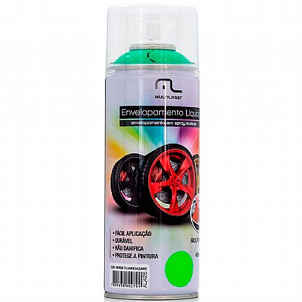 Spray de Envelopamento Líquido Emborrachado Multilaser - 400ml - Verde Fluorescente - AU425