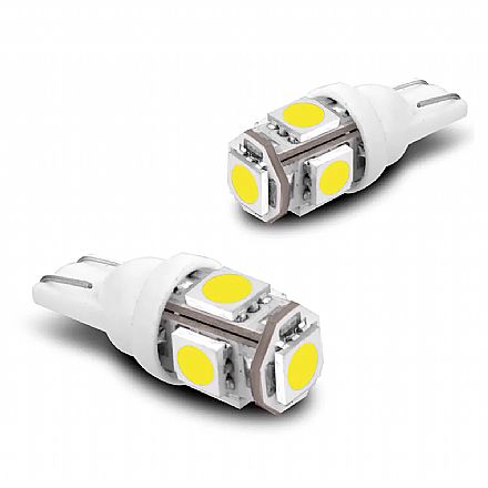 Lâmpada Automotiva T10 LED Esmagadinha 5W - 5000K - Par - Multilaser AU818