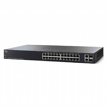 Switch 24 portas Cisco SG220-26P-K9 - Gerenciável - PoE - 24 portas Gigabit + 2 portas SFP + 2 GbE Combo