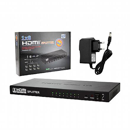 Multiplicador de Vídeo - Vídeo Splitter - 8 saídas HDMI - Compatível com HDMI 1.4, HDCP 1.2 e 3D - HUB0031