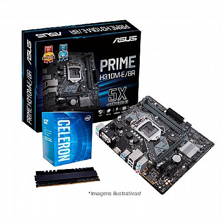 Kit Upgrade Intel® Celeron® G4900 + Asus Prime H310M-E/BR + Memória 4GB DDR4