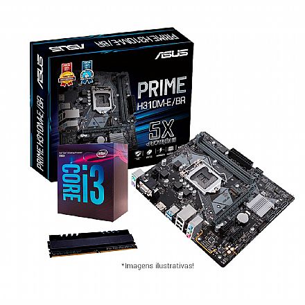 Kit Upgrade Intel® Core™ i3 8100 + Asus Prime H310M-E/BR + Memória 8GB DDR4