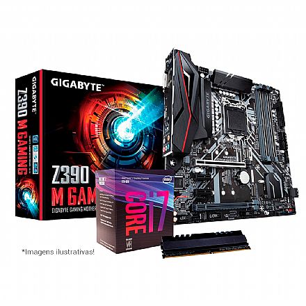 Kit Upgrade Intel® Core™ i7 8700 + Gigabyte Z390 M GAMING + Memória 8GB DDR4