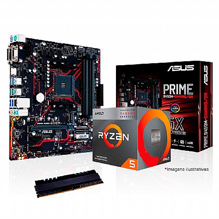 Kit Upgrade AMD Ryzen™ 5 3400G + Asus Prime B450M GAMING/BR + Memória 8GB DDR4