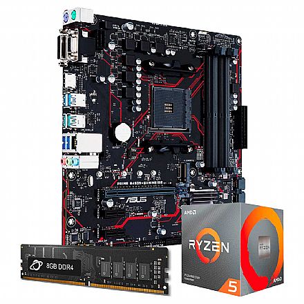 Kit Upgrade Processador AMD Ryzen™ 5 3600 + Placa Mãe Asus PRIME B450M GAMING/BR + Memória 8GB DDR4