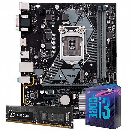 Kit Upgrade Processador Intel® Core™ i3 9100F + Placa Mãe Asus PRIME H310M-E/BR + Memória 8GB DDR4