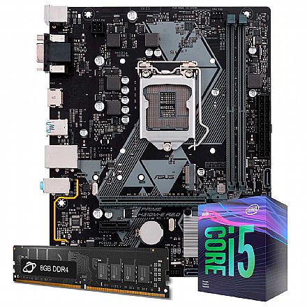 Kit Upgrade Processador Intel® Core™ i5 9400F + Placa Mãe Asus PRIME H310M-E R2.0/BR + Memória 8GB DDR4