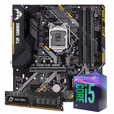 Kit Upgrade Processador Intel® Core™ i5 9400F + Placa Mãe TUF B360M-PLUS GAMING/BR + Memória 8GB DDR4