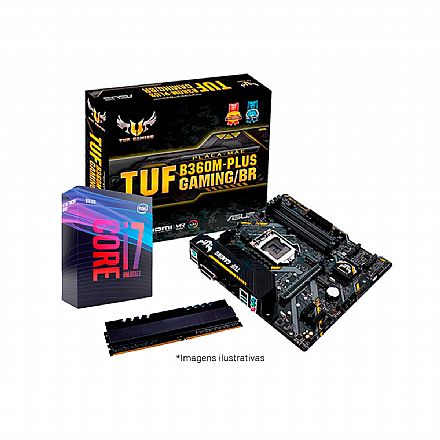 Kit Upgrade Intel® Core™ i7 9700K + TUF B360M-PLUS GAMING/BR + Memória 8GB DDR4