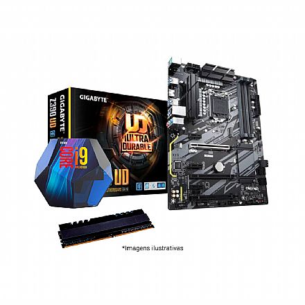 Kit Upgrade Intel® Core™ i9 9900K + Gigabyte Z390 UD + Memória 16GB DDR4