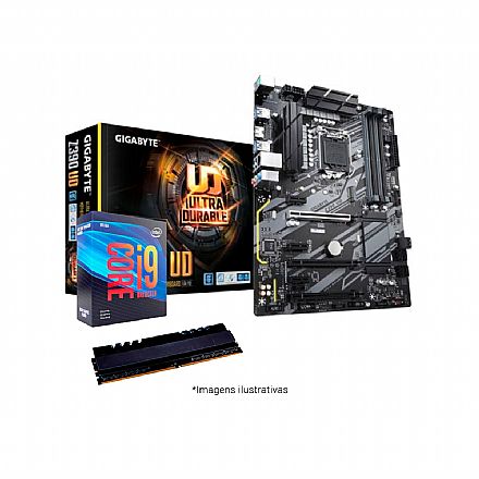 Kit Upgrade Intel® Core™ i9 9900KF + Gigabyte Z390 UD + Memória 16GB DDR4