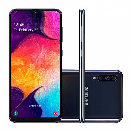 Smartphone Samsung Galaxy A50 - Tela 6.4" Super Amoled, 128GB, Dual Chip, Câmera Tripla 25MP, Leitor de Digital na tela - Preto - SM-A505GT
