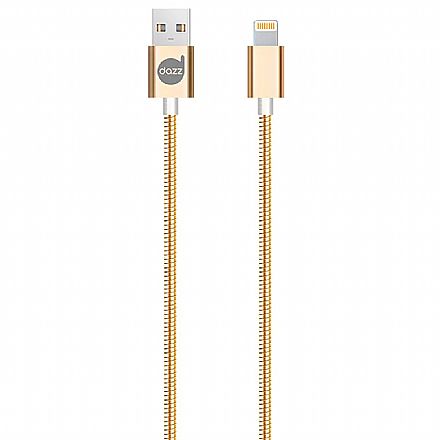 Cabo Lightning para USB - Para iPhone, iPad e iPod - 90cm - Dourado - Metal Entrelaçado - Licenciado Apple - Dazz 6013781