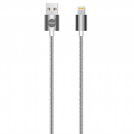 Cabo Lightning para USB - Para iPhone, iPad e iPod - 90cm - Prata - Metal Entrelaçado - Licenciado Apple - Dazz 6013796